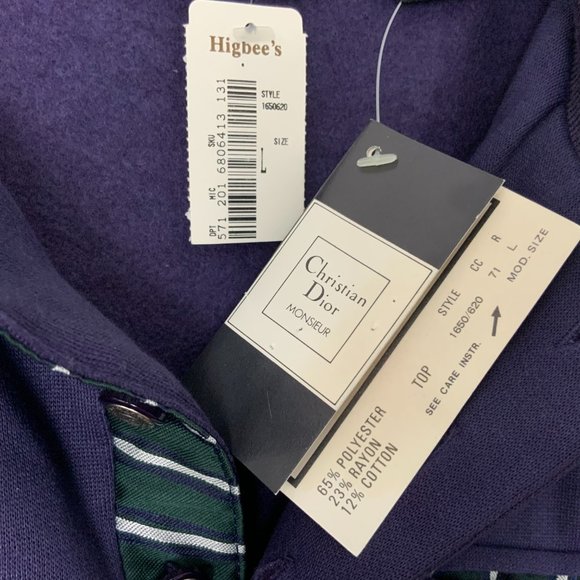 Vintage 90s Christian Dior Monsieur Quarter Button Navy Sporty Sweatshirt Sz L - Picture 11 of 16